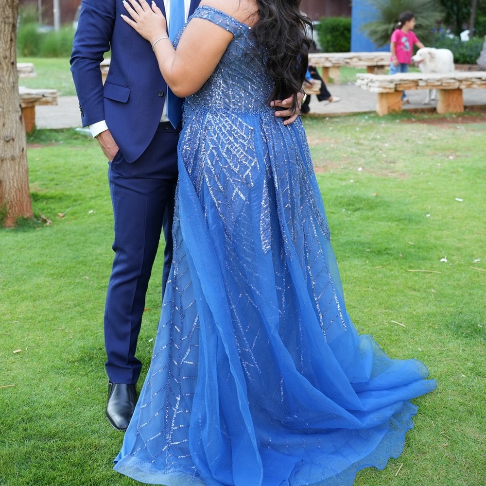 Andrea and Leo A1278 - Off Shoulder Overskirt Evening Dress